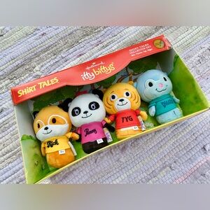 NEW Hallmark Itty Bitty SHIRT TALES Plush Collector Set Raccoon Panda Tiger Mole